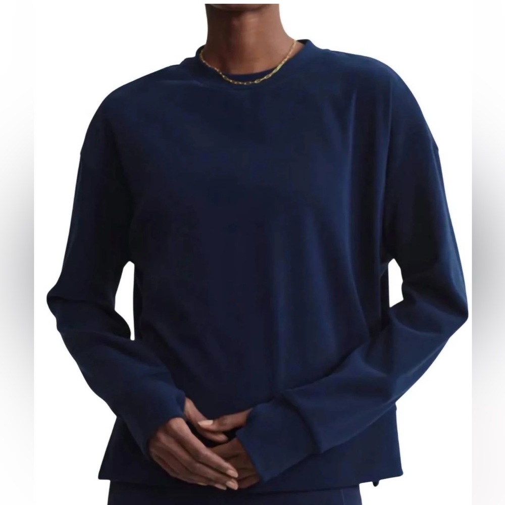 Varley Horton Side Zip Midlayer Sweatshirt Deep Sapphire Blue Size M NEW